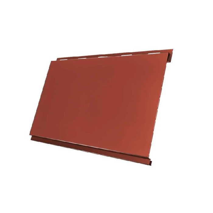 Металлический сайдинг Grand Line Вертикаль 0.45 мм classic Drap с пленкой RAL 8004 терракота